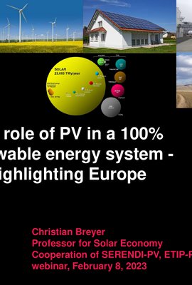 The role of PV in a 100% renewable energy system - Highlighting Europe